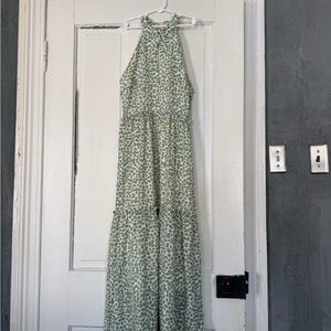 Paper Crane Green Printed Halter Maxi Dress